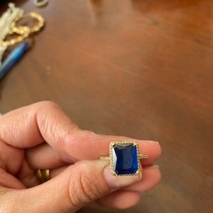 10K gold ring with sapphire and swarovski is very nice Size 8